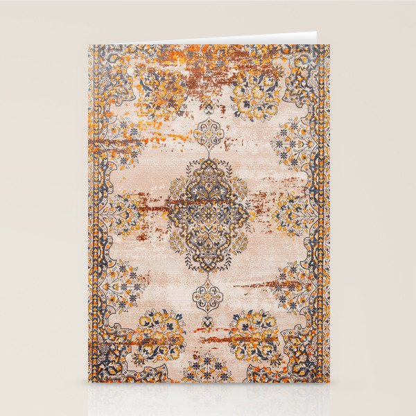 Orange Vintage Rug Design Stationery Card Gallery Image 1