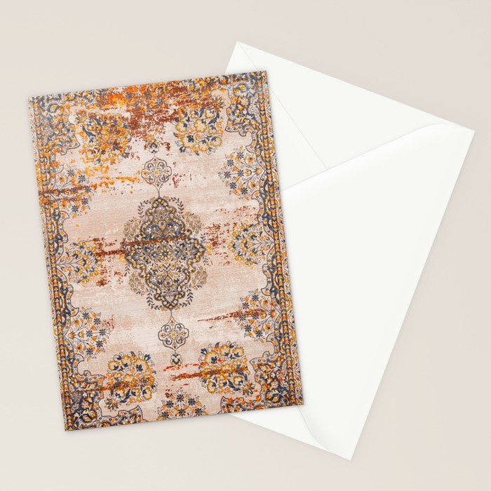 Orange Vintage Rug Design Stationery Card Gallery Image 2