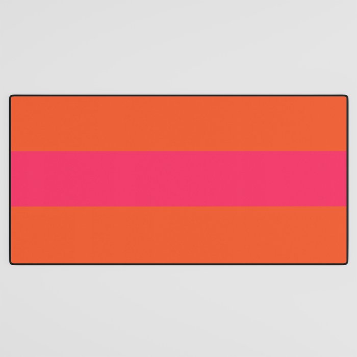 Single Stripe Hot Pink and Orange Maximalist Minimalist Pattern Desk Mat Gallery Image 3
