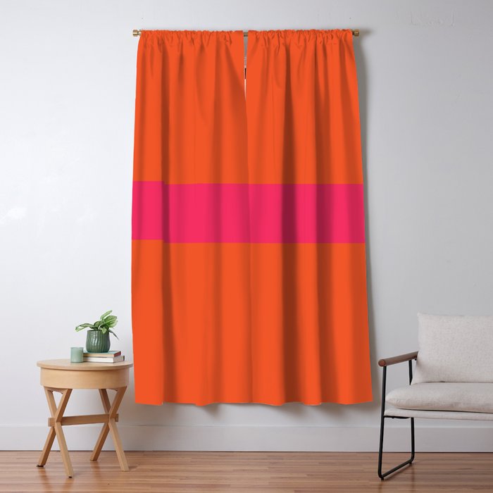 Single Stripe Hot Pink and Orange Maximalist Minimalist Pattern Window Curtain Gallery Image 5