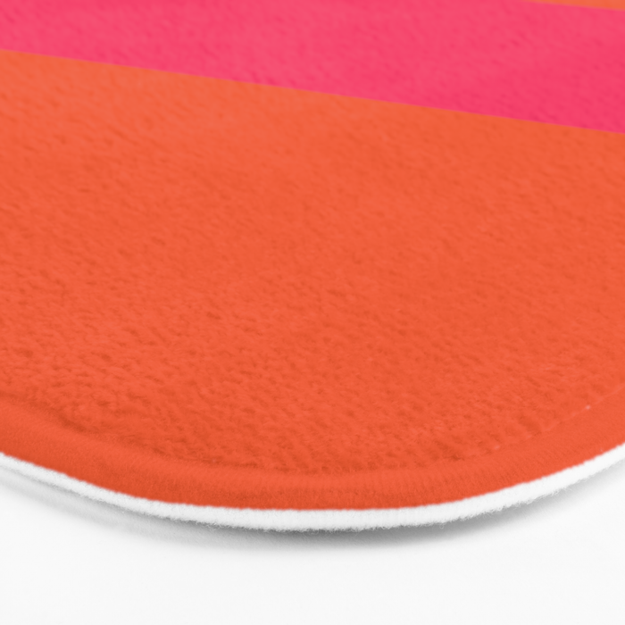 Single Stripe Hot Pink and Orange Maximalist Minimalist Pattern Bath Mat Gallery Image 3