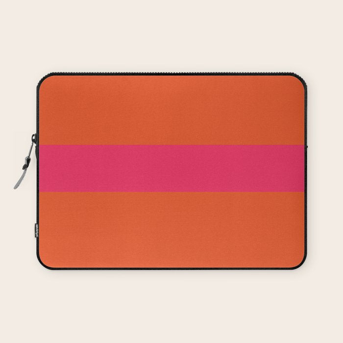 Single Stripe Hot Pink and Orange Maximalist Minimalist Pattern Laptop Sleeve Gallery Image 1