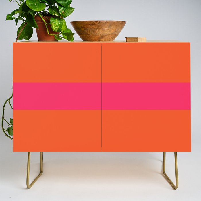 Single Stripe Hot Pink and Orange Maximalist Minimalist Pattern Credenza Gallery Image 1