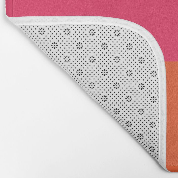 Single Stripe Hot Pink and Orange Maximalist Minimalist Pattern Bath Mat Gallery Image 2