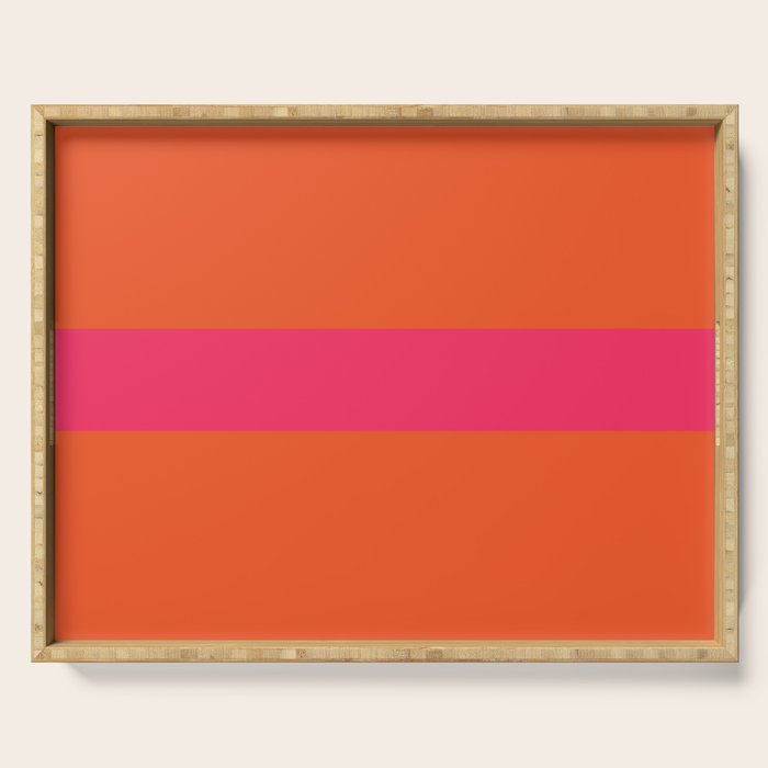 Single Stripe Hot Pink and Orange Maximalist Minimalist Pattern Serving Tray Gallery Image 1