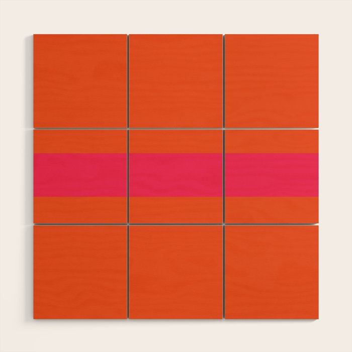Single Stripe Hot Pink and Orange Maximalist Minimalist Pattern Wood Wall Art Gallery Image 1
