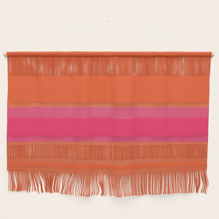 Single Stripe Hot Pink and Orange Maximalist Minimalist Pattern Wall Hanging Gallery Image 1