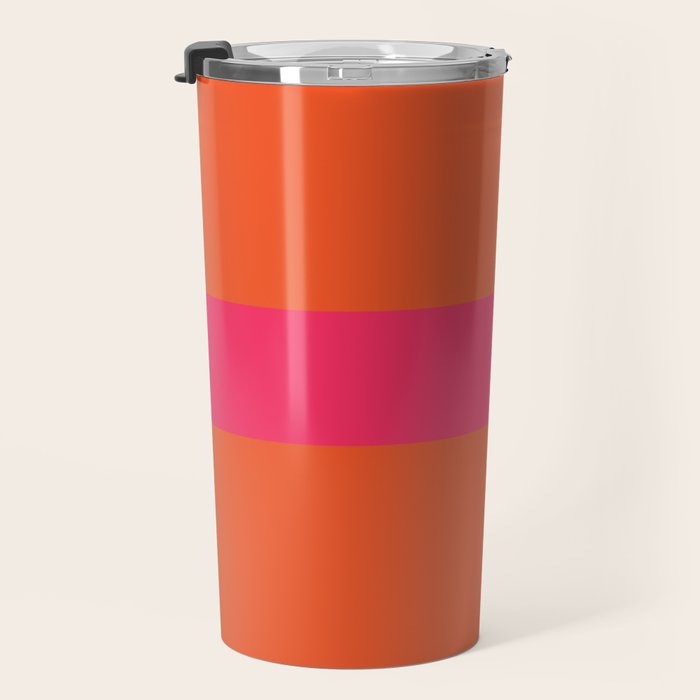 Single Stripe Hot Pink and Orange Maximalist Minimalist Pattern Travel Mug Gallery Image 3