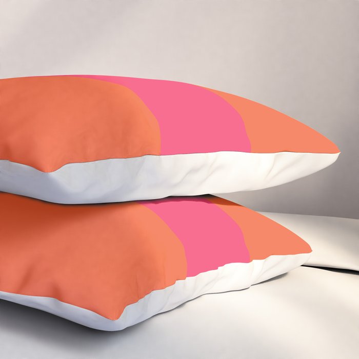 Single Stripe Hot Pink and Orange Maximalist Minimalist Pattern Pillow Sham Gallery Image 3