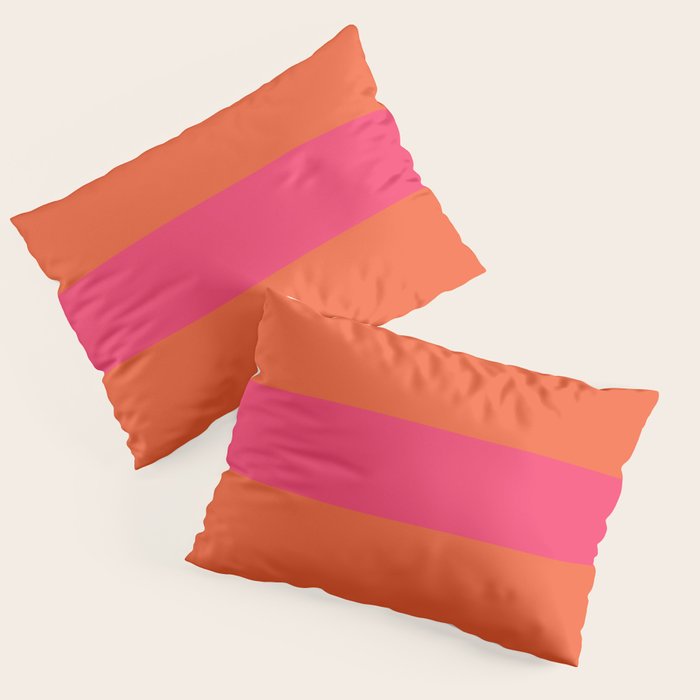Single Stripe Hot Pink and Orange Maximalist Minimalist Pattern Pillow Sham Gallery Image 3