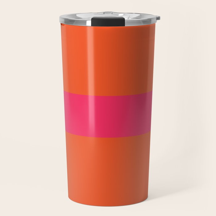 Single Stripe Hot Pink and Orange Maximalist Minimalist Pattern Travel Mug Gallery Image 1