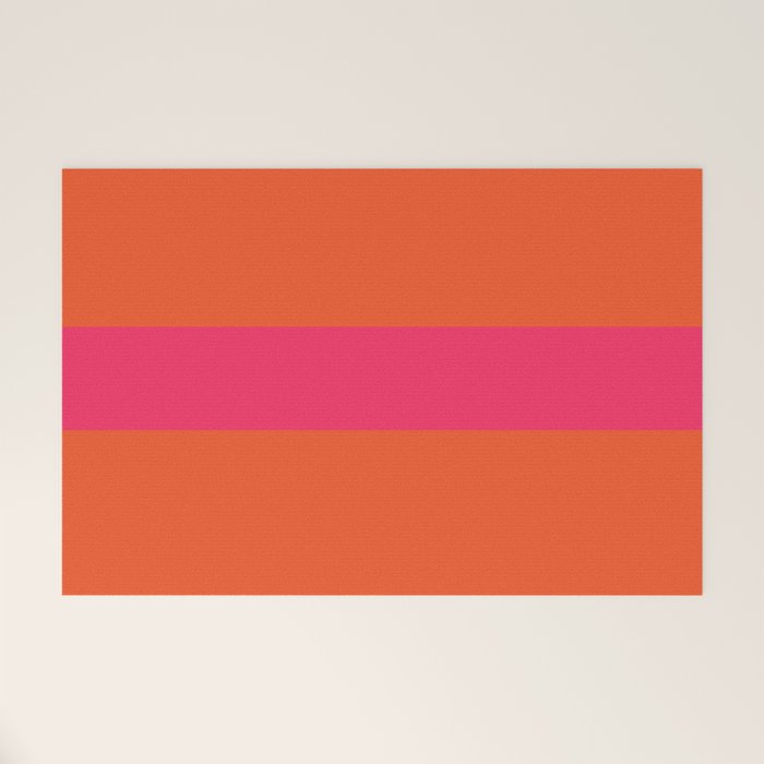 Single Stripe Hot Pink and Orange Maximalist Minimalist Pattern Welcome Mat Gallery Image 1