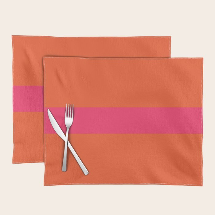 Single Stripe Hot Pink and Orange Maximalist Minimalist Pattern Placemat Gallery Image 1