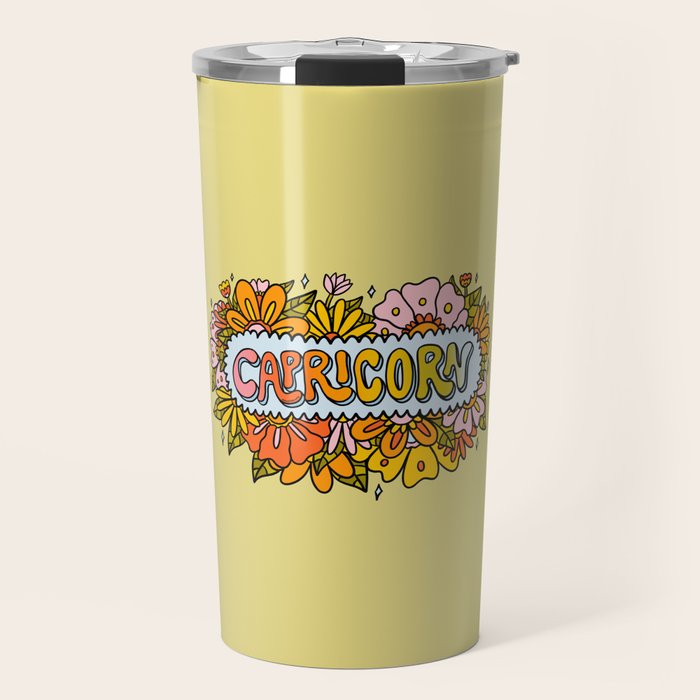 Capricorn Flowers Travel Mug Gallery Image 1