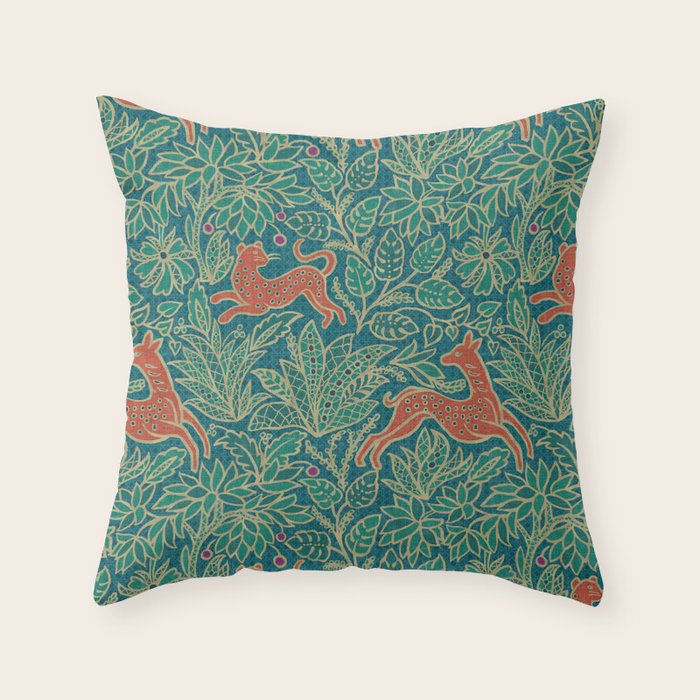 Jungle Fawn and Cat Throw Pillow Gallery Image 6