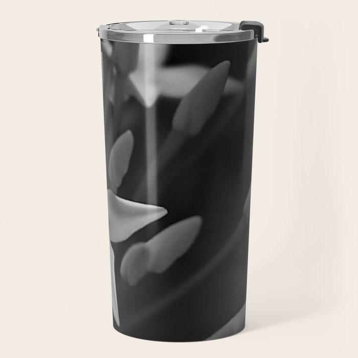 West Indian Jasmine 4-petaled flowers black and white photography / photograph Travel Mug Gallery Image 2
