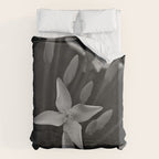 West Indian Jasmine 4-petaled flowers black and white photography / photograph Duvet Cover Gallery Image 6