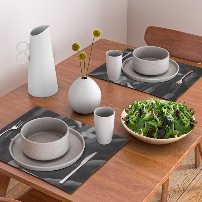 West Indian Jasmine 4-petaled flowers black and white photography / photograph Placemat Gallery Image 2