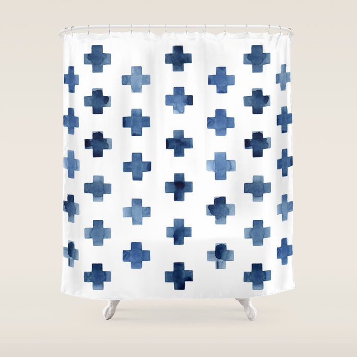 Crosses Scandinavian Pattern Shower Curtain Gallery Image 1