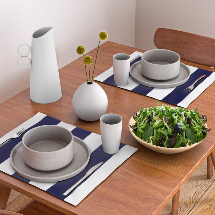 Navy Blue And White Stripes Placemat Gallery Image 2