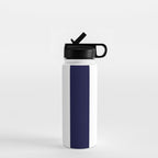 Navy Blue And White Stripes Water Bottle Gallery Image 1