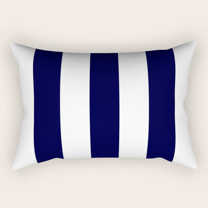 Navy Blue And White Stripes Rectangular Pillow Gallery Image 2