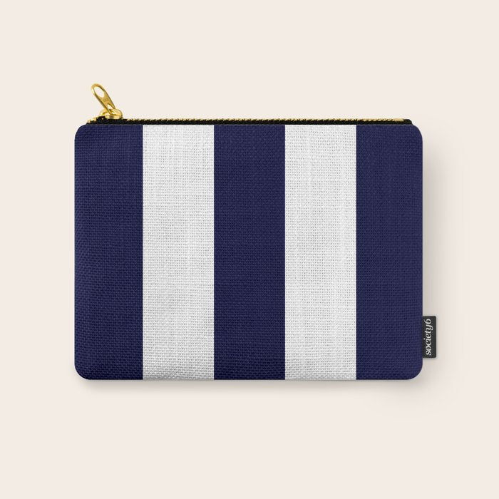 Navy Blue And White Stripes Carry All Pouch Gallery Image 1