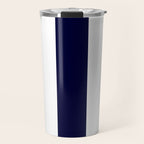Navy Blue And White Stripes Travel Mug Gallery Image 1