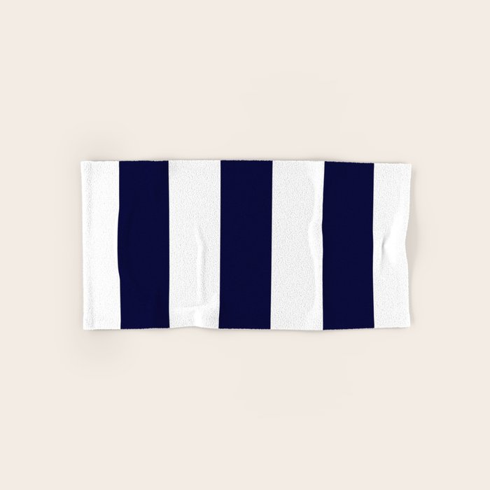 Navy Blue And White Stripes Bath Towel Gallery Image 1