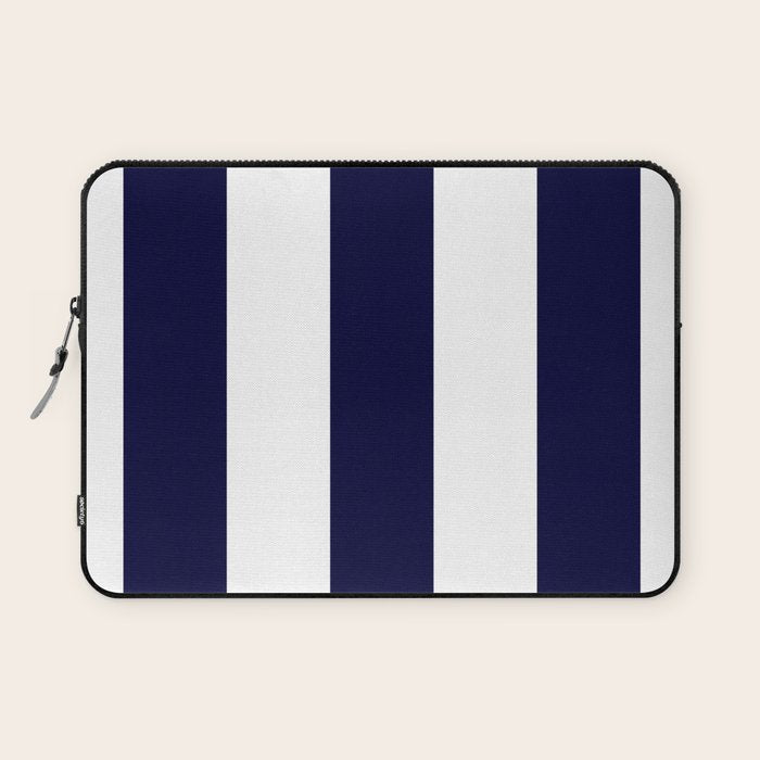 Navy Blue And White Stripes Laptop Sleeve Gallery Image 1
