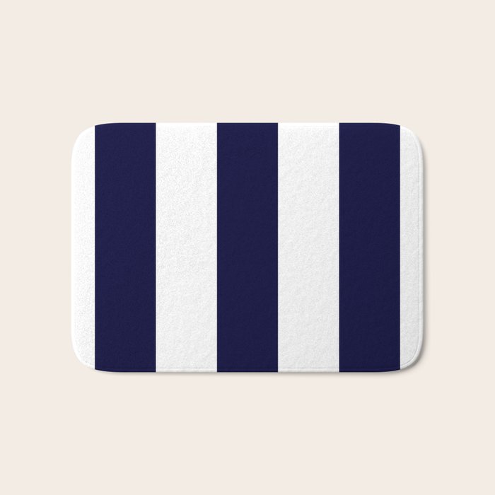 Navy Blue And White Stripes Bath Mat Gallery Image 1