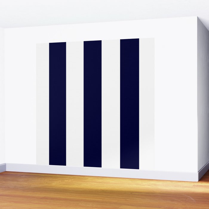 Navy Blue And White Stripes Wall Mural Gallery Image 2