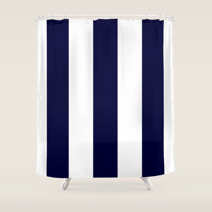 Navy Blue And White Stripes Shower Curtain Gallery Image 1