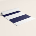 Navy Blue And White Stripes Yoga Mat Gallery Image 2