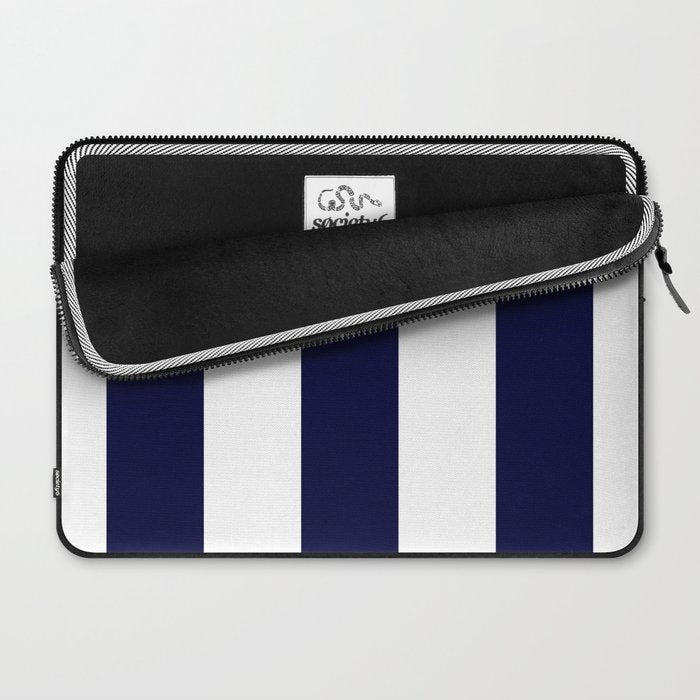 Navy Blue And White Stripes Laptop Sleeve Gallery Image 2