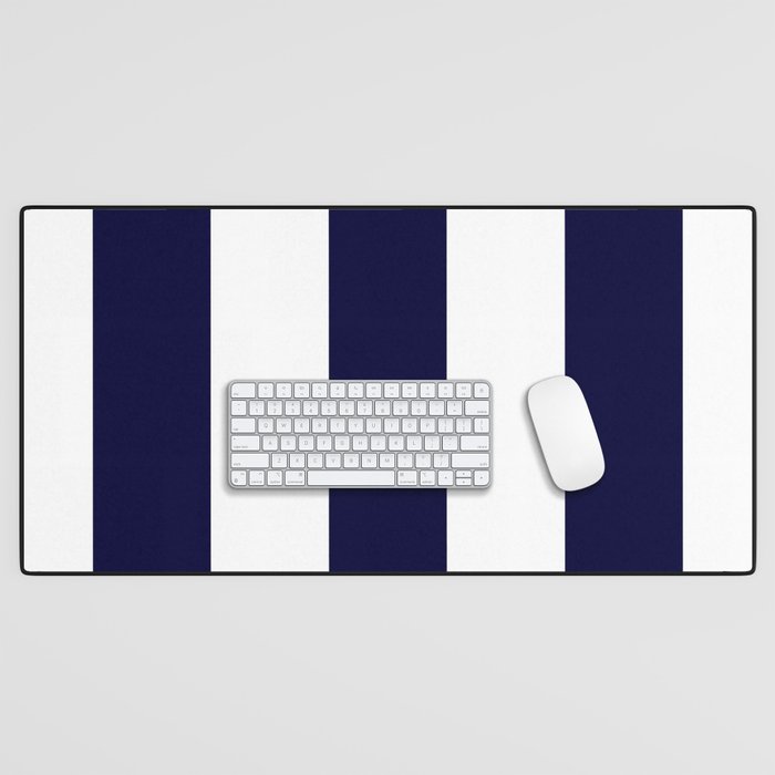 Navy Blue And White Stripes Desk Mat Gallery Image 1