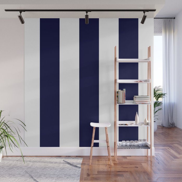 Navy Blue And White Stripes Wall Mural Gallery Image 1