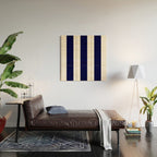 Navy Blue And White Stripes Wood Wall Art Gallery Image 2