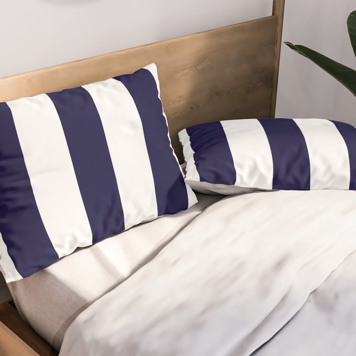 Navy Blue And White Stripes Pillow Sham Gallery Image 2
