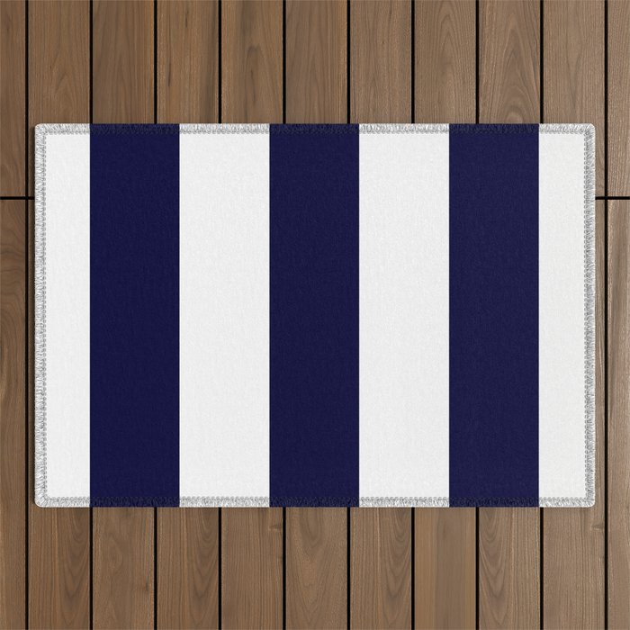 Navy Blue And White Stripes Outdoor Rug Gallery Image 1