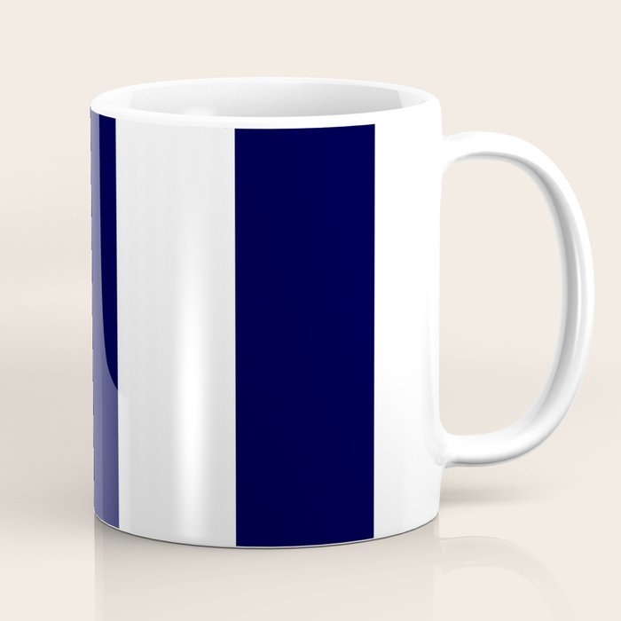 Navy Blue And White Stripes Coffee Mug