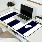 Navy Blue And White Stripes Desk Mat Gallery Image 2