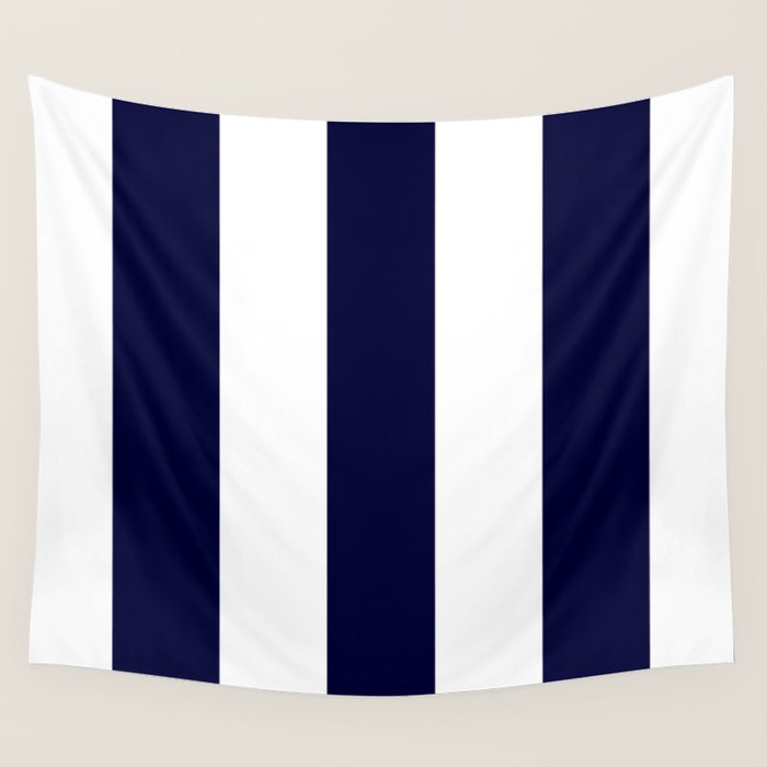 Navy Blue And White Stripes Wall Tapestry Gallery Image 4