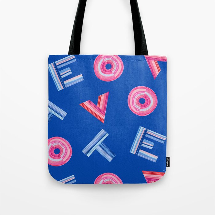 Cast Your Vote | Hand-Lettered Pattern in Blue Tote Bag Gallery Image 1