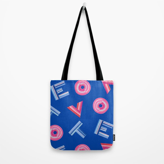 Cast Your Vote | Hand-Lettered Pattern in Blue Tote Bag Gallery Image 2