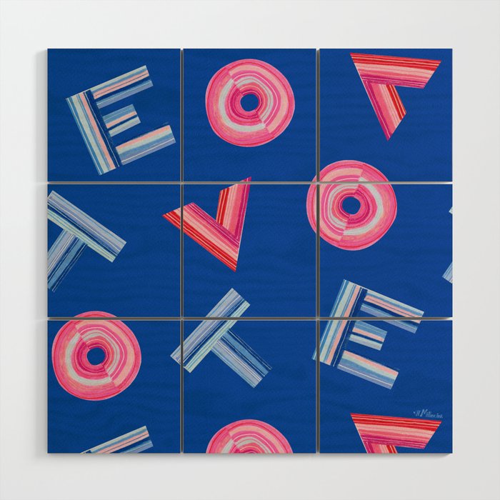 Cast Your Vote | Hand-Lettered Pattern in Blue Wood Wall Art Gallery Image 1