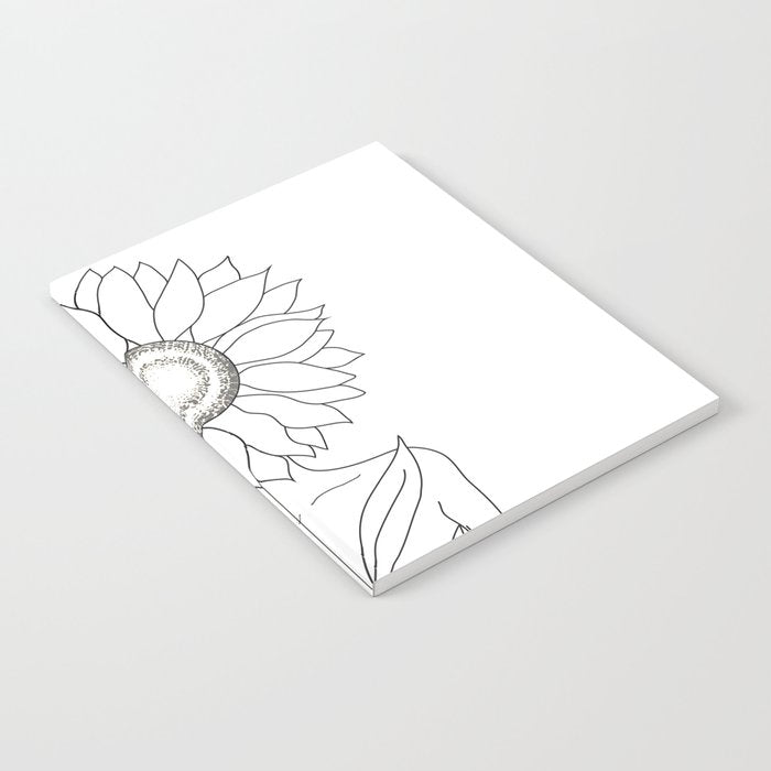 Minimalistic Line Art of Woman with Sunflower Notebook Gallery Image 1