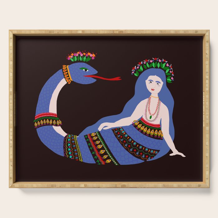 Shahmaran, half woman half snake Serving Tray Gallery Image 1