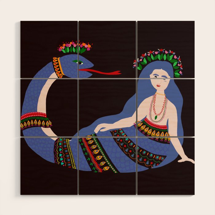 Shahmaran, half woman half snake Wood Wall Art Gallery Image 1