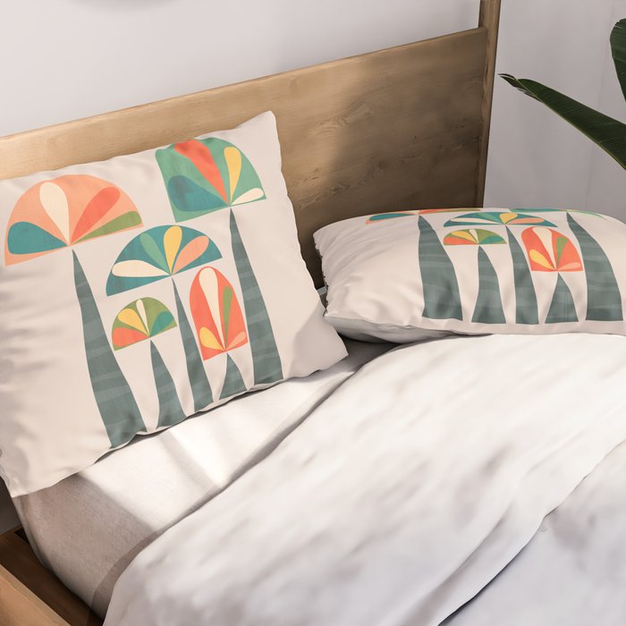 Quirky retro palm trees Pillow Sham Gallery Image 2